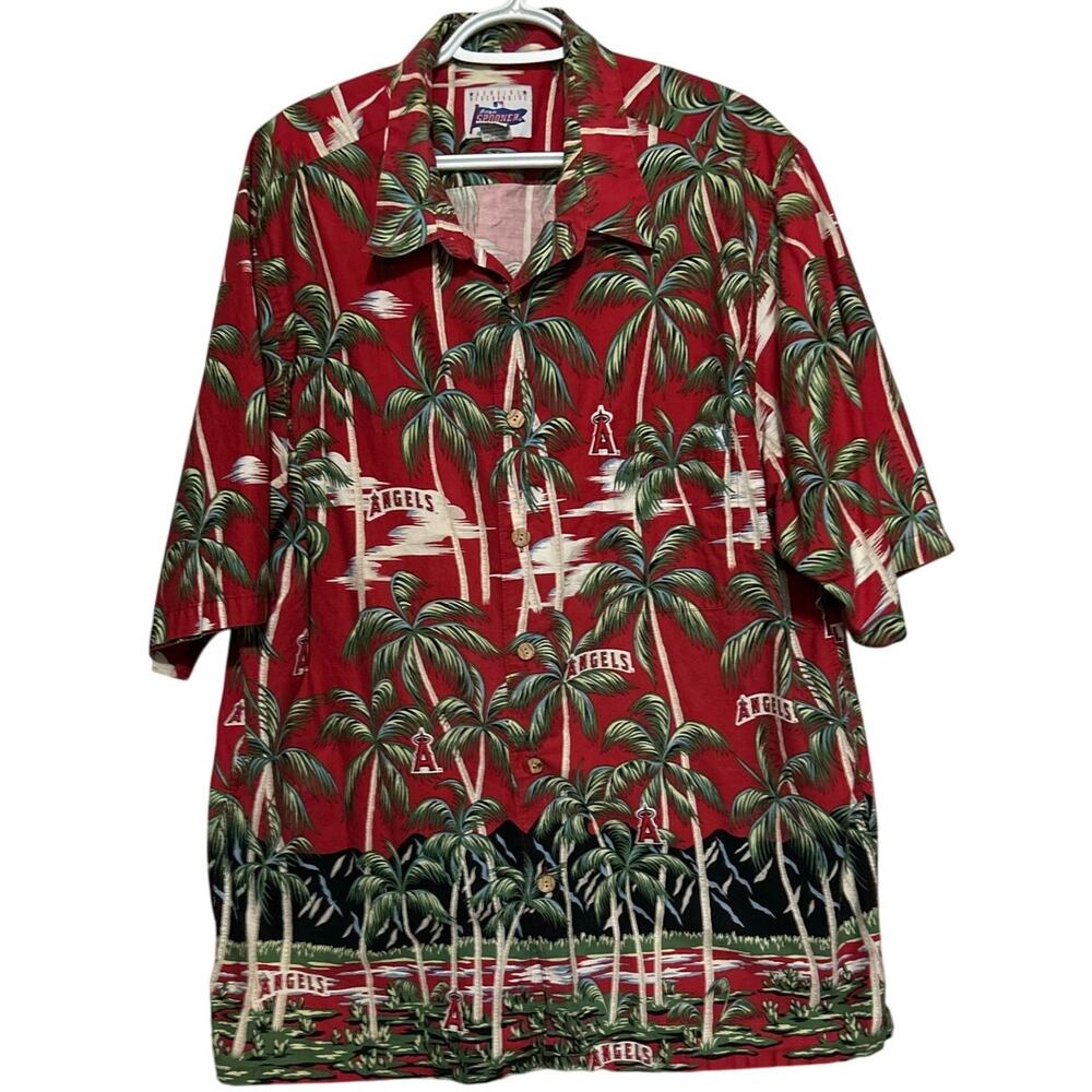 Genuine Merchandise Men's Reyn Spooner Anaheim Angels Tropical Shirt Size XXL